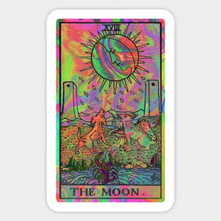 XVIII. The Moon Tarot Card | Psychedelic Sticker